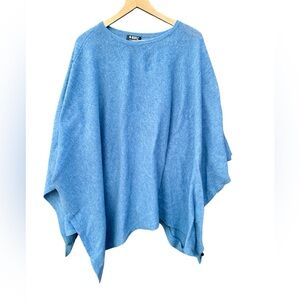 Beryll Cape Sweater Poncho  100% Cashmere NWT Blue Holes